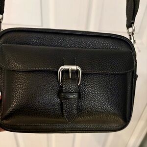 Coach Black Leather Belt Bag with Silver Buckle. Unisex.